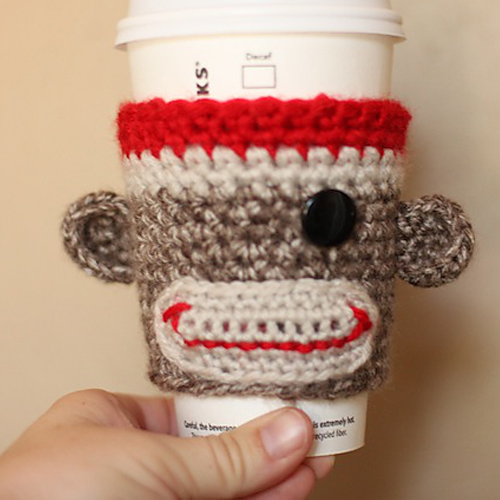 Cup warmer coffee cozy mug warmer with button Handmade Knitted Coffee Cozy 